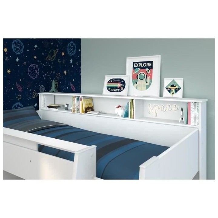 PARISOT Lit combiné enfant avec bureau contemporain décor blanc - So