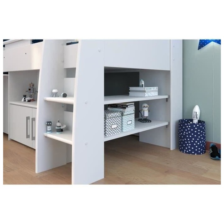 PARISOT Lit combiné enfant avec bureau contemporain décor blanc - So