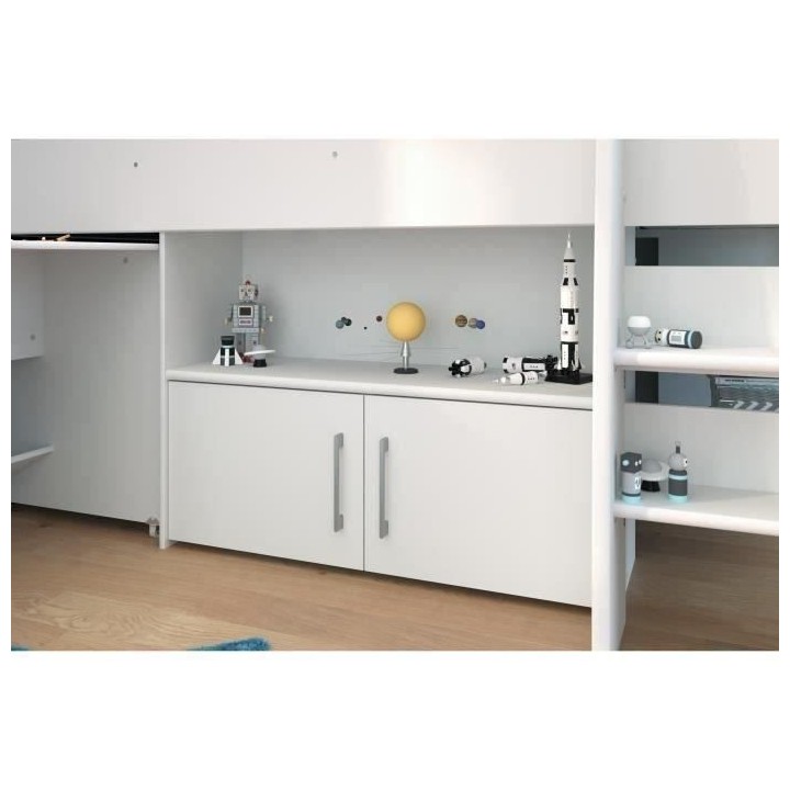 PARISOT Lit combiné enfant avec bureau contemporain décor blanc - So