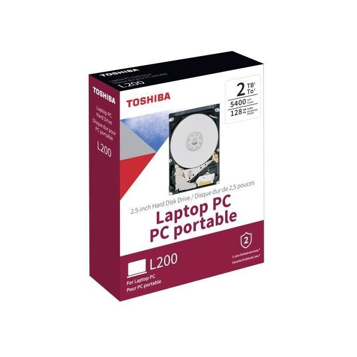 Disque Dur Interne - TOSHIBA - L200 - 2To - 5400 tr/min - 2,5 (HDWL120