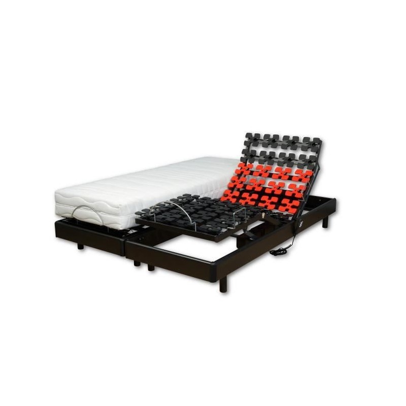 WEBED Ensemble matelas + sommier relaxation 160 x 200 - Mousse - 21 cm - Mi-ferme et équilibré - Noir et gris anthracite - COR