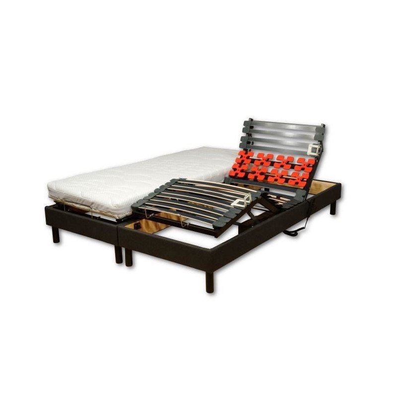 WEBED Ensemble matelas + sommier relaxation 160 x 200 - Mousse - 21 cm - Mi-ferme et équilibré - Noir et gris anthracite - GIG