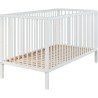 Lit bébé a barreaux - Couchage 70 x 140 cm - Hetre massif teinté blanc - 3 hauteurs réglables - L 144 x H 84 x P 78 cm - TRE