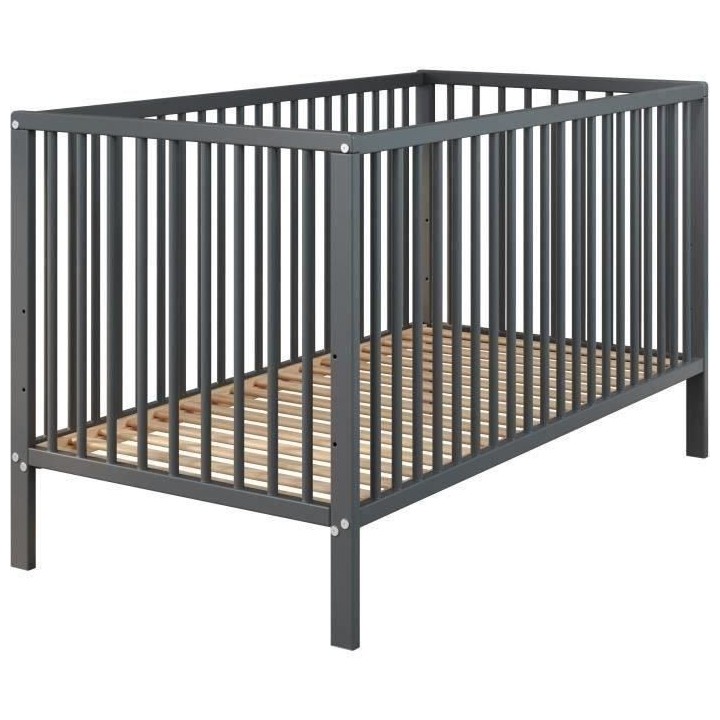 Lit bébé a barreaux - Couchage 70 x 140 cm - Hetre massif teinté gr