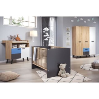 Chambre bébé trio MATS COLOR - Lit 70x140 cm + Commode a langer 2 po
