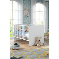 Chambre bébé Duo : Lit 70 x 140 cm + Commode a langer NIKO - Blanc - TREND TEAM