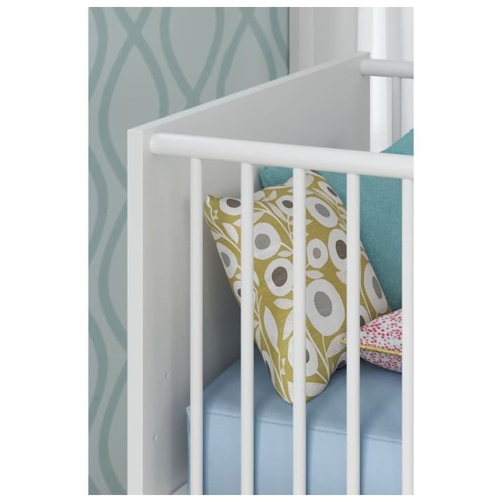 Chambre bébé Duo : Lit 70 x 140 cm + Commode a langer NIKO - Blanc -