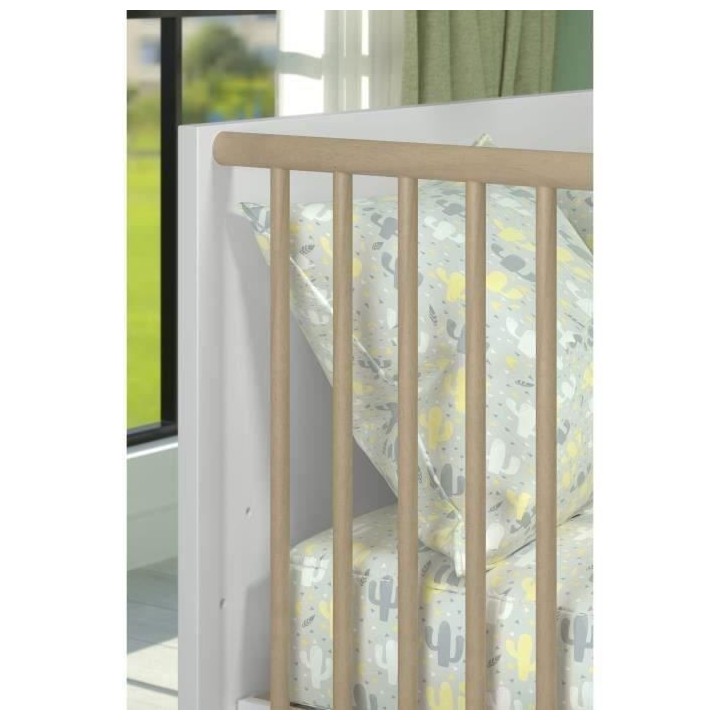 Chambre bébé Duo : Lit 70 x 140 cm + Commode a langer BERRY - Blanc