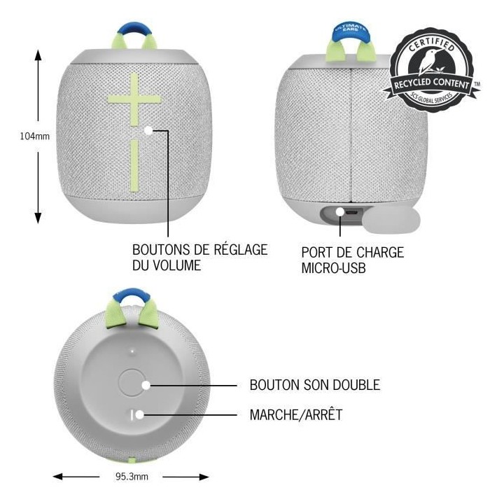 Enceinte Bluetooth ULTIMATE EARS Wonderboom 3 Gris