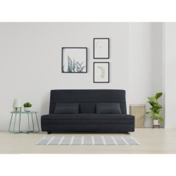 SIMMONS Banquette Clic clac Simmons- Tissu Noir + 2 coussins Noir - Made in France - L 194 x P 98 x H 100 cm - VANDA