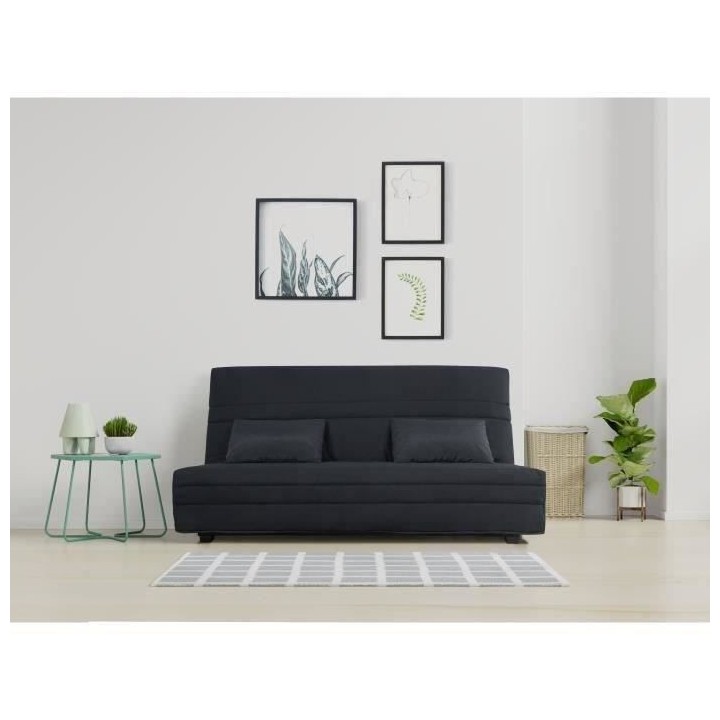 SIMMONS Banquette Clic clac Simmons- Tissu Noir + 2 coussins Noir - Ma