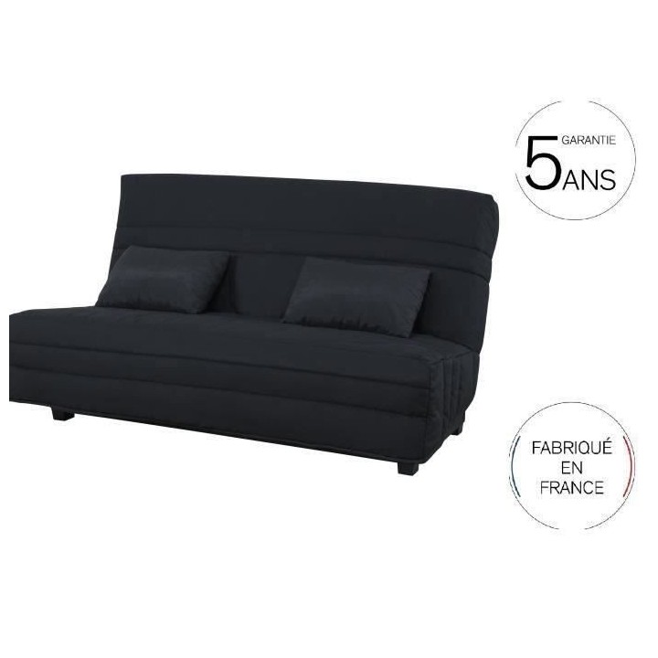 SIMMONS Banquette Clic clac Simmons- Tissu Noir + 2 coussins Noir - Ma
