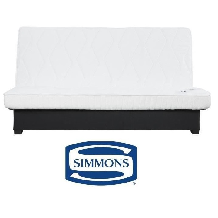 SIMMONS Banquette Clic clac Simmons- Tissu Noir + 2 coussins Noir - Ma