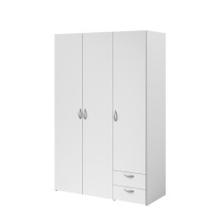 Armoire VARIA - Décor blanc - 3 portes + 2 tiroirs - L 120 x H 185 x P 51 cm - PARISOT