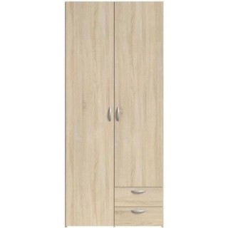 Armoire VARIA - Décor chene - 2 portes battantes + 2 tiroirs - L 81 x