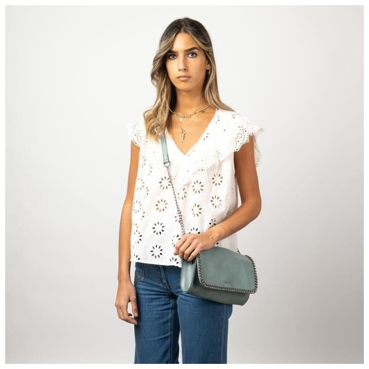 MANOUKIAN Sac a Main Bandouliere Donnie Vert d'Eau Femme