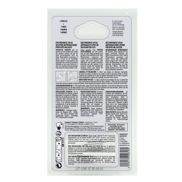 VETOCANIS Pipettes Anti Puces, Tiques, Moustiques, pour Chaton - 2 pip