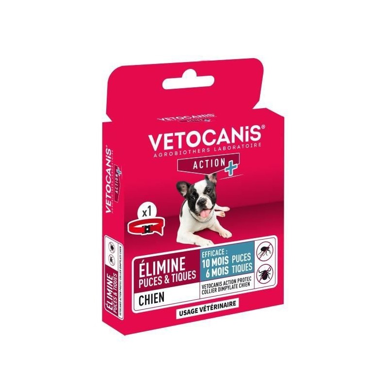 VETOCANIS Collier anti-puces et anti-tiques pour petit chien jusqu'a 10 kg