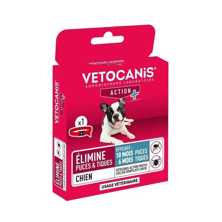 VETOCANIS Collier anti-puces et anti-tiques pour petit chien jusqu'a 1