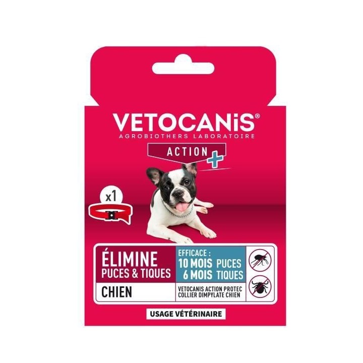 VETOCANIS Collier anti-puces et anti-tiques pour petit chien jusqu'a 1