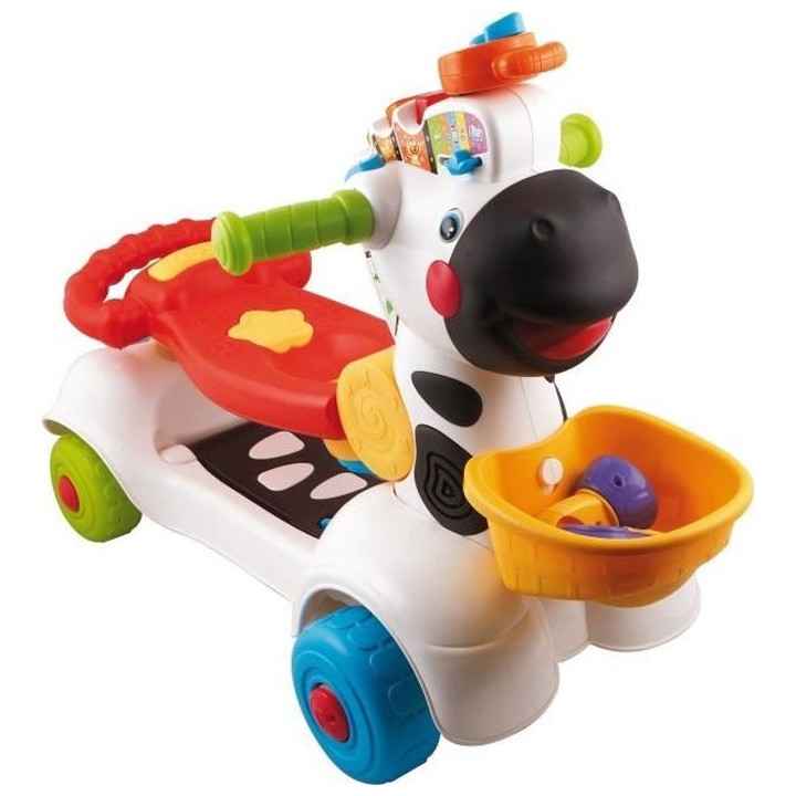 VTECH BABY - Porteur Trottinette - Mon Zebre Rigolo 3 en 1 - Noir & Bl