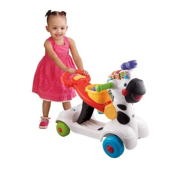 VTECH BABY - Porteur Trottinette - Mon Zebre Rigolo 3 en 1 - Noir & Bl