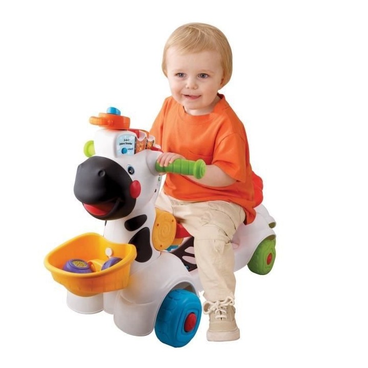 VTECH BABY - Porteur Trottinette - Mon Zebre Rigolo 3 en 1 - Noir & Bl