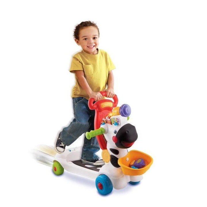 VTECH BABY - Porteur Trottinette - Mon Zebre Rigolo 3 en 1 - Noir & Bl
