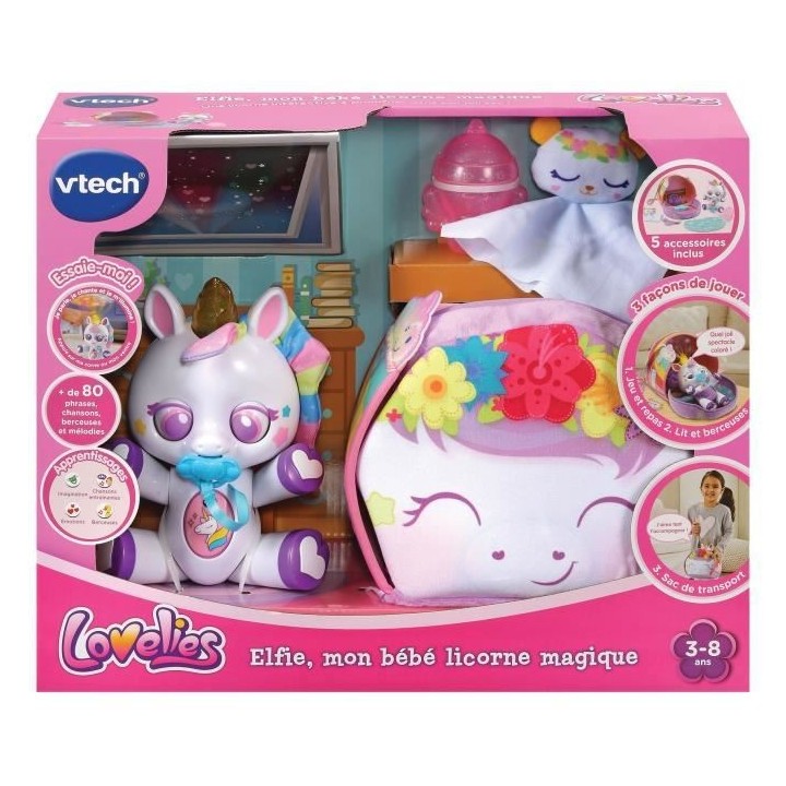 VTECH - Lovelies - Elfie, Mon Bébé Licorne Magique