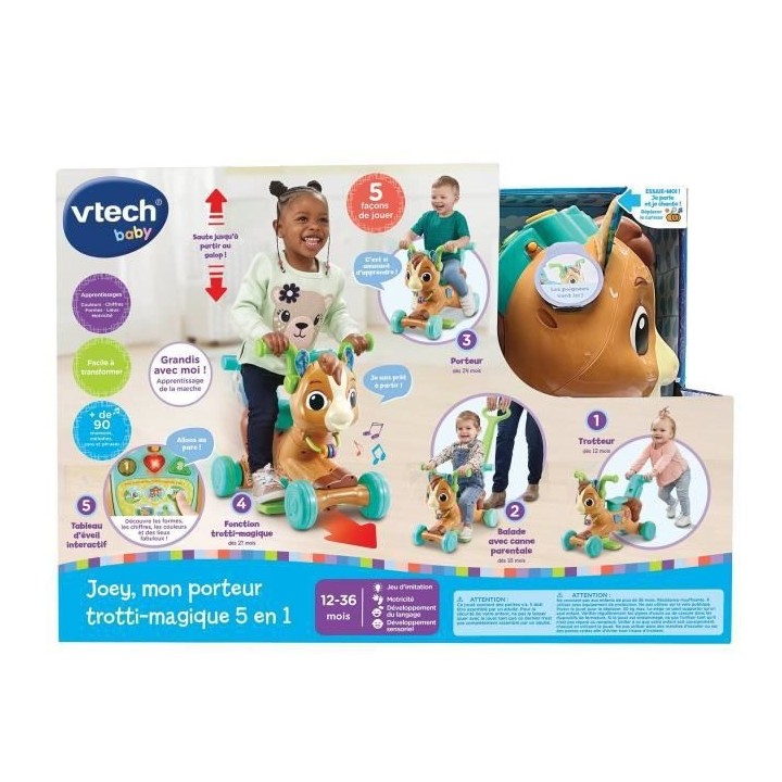 VTECH BABY - Joey, Mon Porteur Trotti-Magique 4 en 1