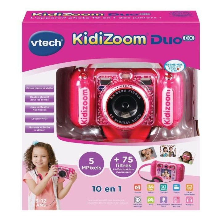VTECH - Kidizoom Duo DX Rose - Appareil Photo Enfant