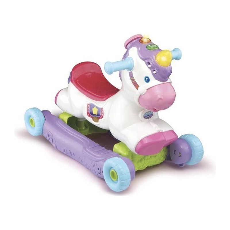 VTECH BABY - Porteur a Bascule - Cléo Ma Licorne Basculo 2en1 - Parlant et Lumineux - Rose