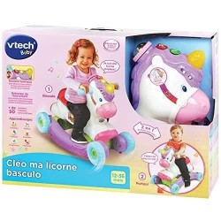 VTECH BABY - Porteur a Bascule - Cléo Ma Licorne Basculo 2en1 - Parlant et Lumineux - Rose