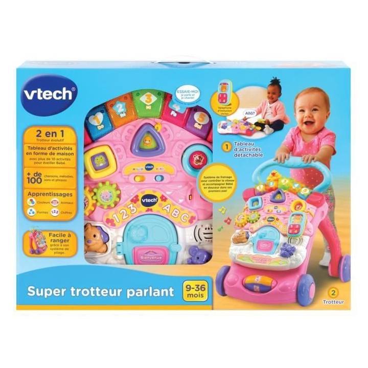 VTECH - Super Trotteur Parlant 2 en 1 - Rose