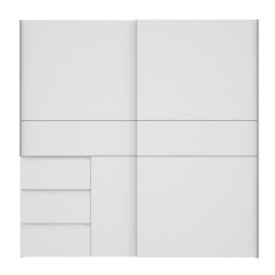 Armoire 2 portes coulissantes 3 tiroirs - Blanc - L 200,1 x P 61,2 x H 200,5 cm - WINN2