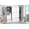 Armoire 2 portes coulissantes 3 tiroirs - Blanc - L 200,1 x P 61,2 x H 200,5 cm - WINN2