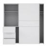 Armoire 2 portes coulissantes 3 tiroirs - Blanc - L 200,1 x P 61,2 x H 200,5 cm - WINN2