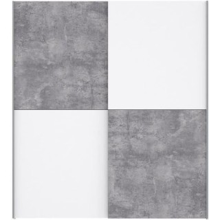 ULOS Armoire 2 portes coulissantes - Décor béton gris clair et blanc