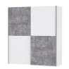 ULOS Armoire 2 portes coulissantes - Décor béton gris clair et blanc - L 170.3 cm