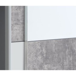 ULOS Armoire 2 portes coulissantes - Décor béton gris clair et blanc - L 170.3 cm