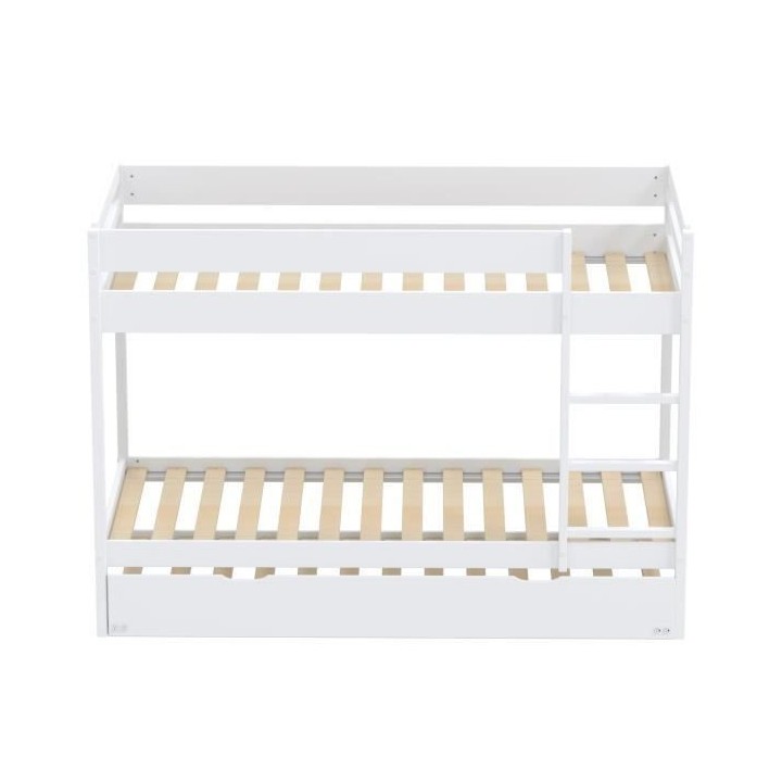 Lit superposé avec tiroir lit - 3 x 90 x 190 cm - Bois Pin massif - B