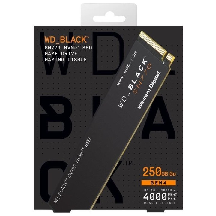 Disque SSD Interne - SN770 NVMe - WD_BLACK - 250 Go - M.2 2280 - WDS25