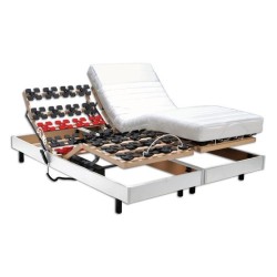 MURCIE Ensemble matelas + sommiers relaxation 2 x 80 x 200 - Mousse - 13 cm - Ferme - Blanc