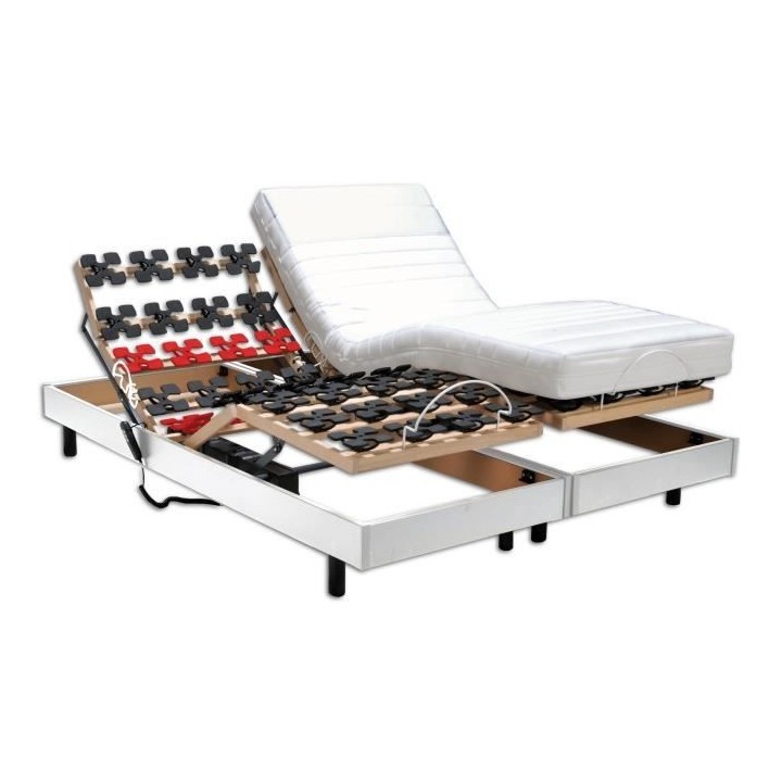 MURCIE Ensemble matelas + sommiers relaxation 2 x 80 x 200 - Mousse -