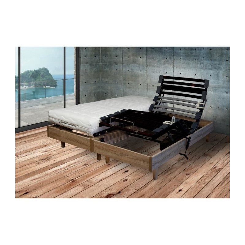 Ensemble relaxation Matelas + Sommier 2x80x200cm MERIDA - Cerisier - 14 cm - Ferme