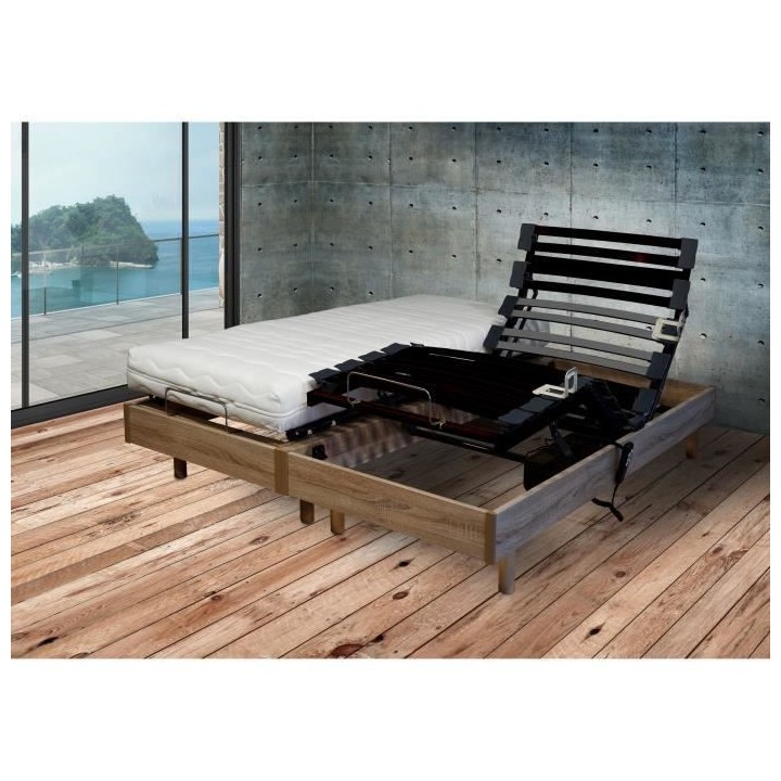 Ensemble relaxation Matelas + Sommier 2x80x200cm MERIDA - Cerisier - 1