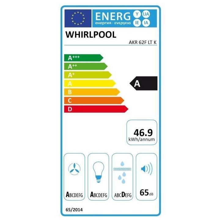 Hotte décorative - WHIRLPOOL AKR62FLTK - Larg 60 cm - Evacuation/recy