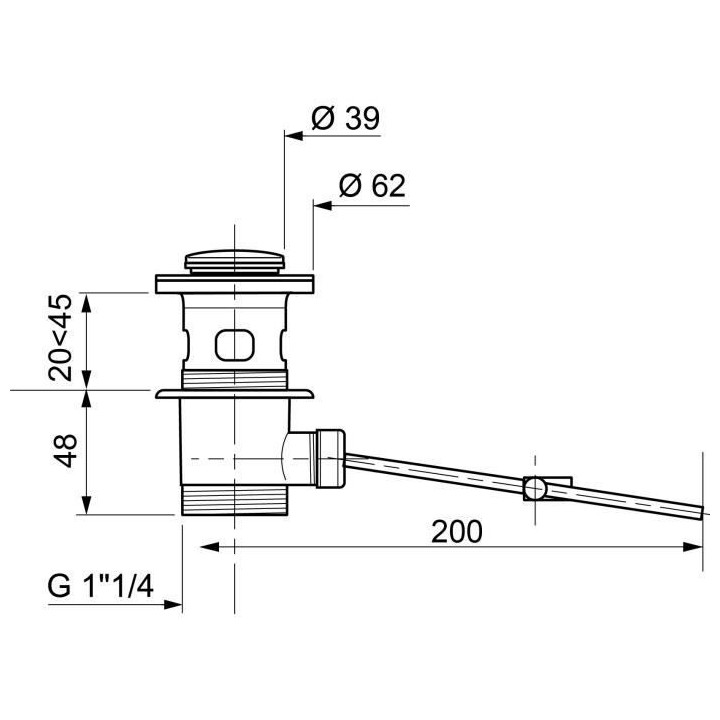 WIRQUIN Bonde de lavabo sans tirette - Laiton chromé