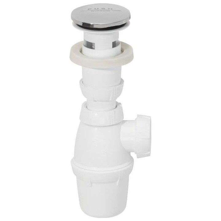 WIRQUIN Bonde lavabo Quick-Clac chromé sans trop-plein avec siphon NF