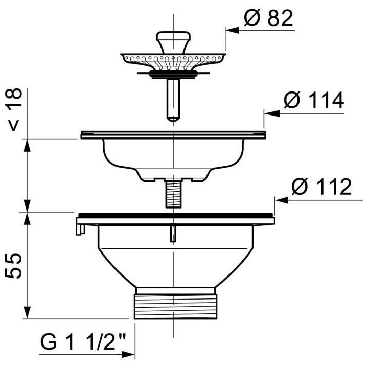 WIRQUIN Bonde a panier - Évier a 1 bac 90 mm - Sans trop-plein